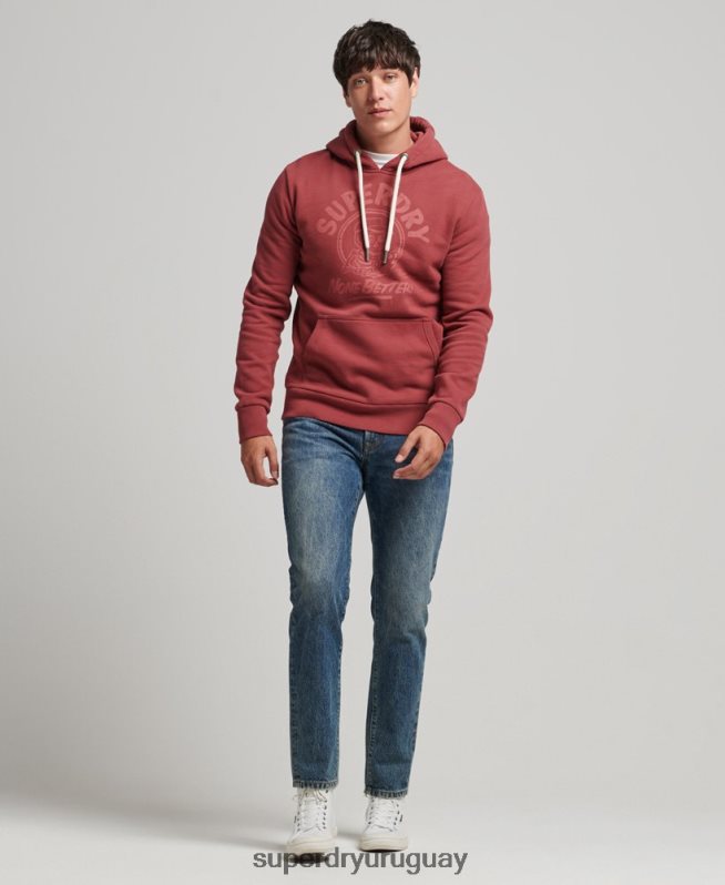 uy Superdry hombres sudadera con capucha de escritor de letreros rojo DT2N8Z5137 ropa