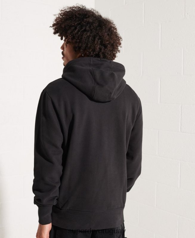 uy Superdry hombres sudadera con capucha de la universidad de la ciudad negro DT2N8Z658 ropa