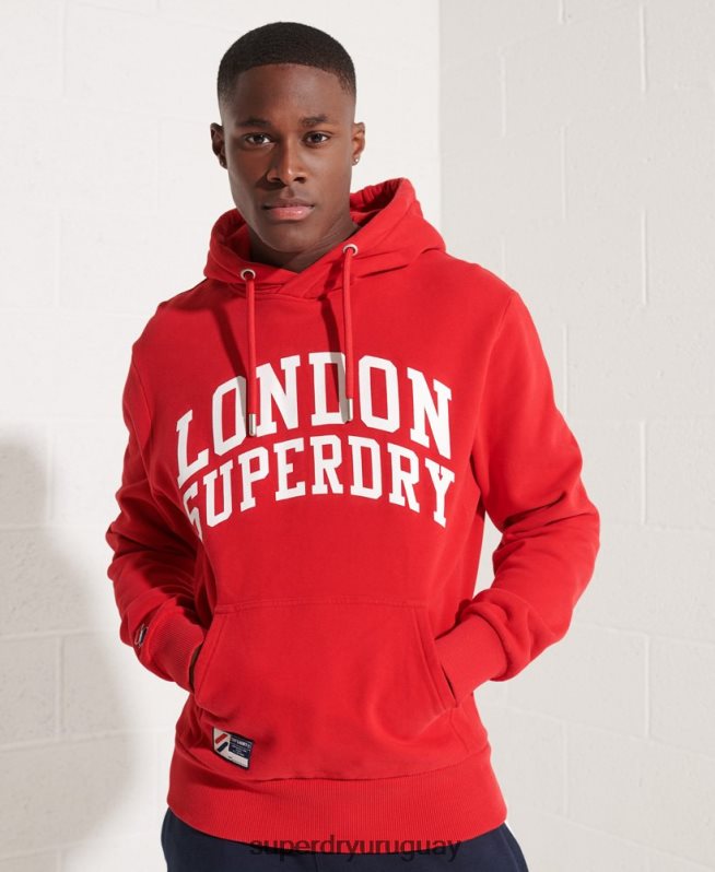 uy Superdry hombres sudadera con capucha de la universidad de la ciudad rojo DT2N8Z5215 ropa