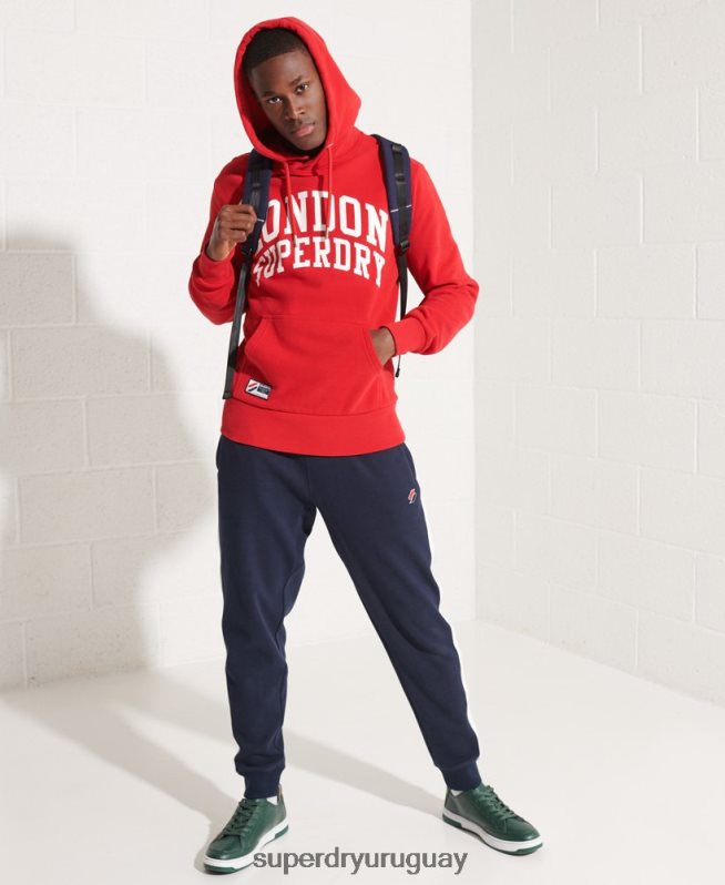 uy Superdry hombres sudadera con capucha de la universidad de la ciudad rojo DT2N8Z5215 ropa