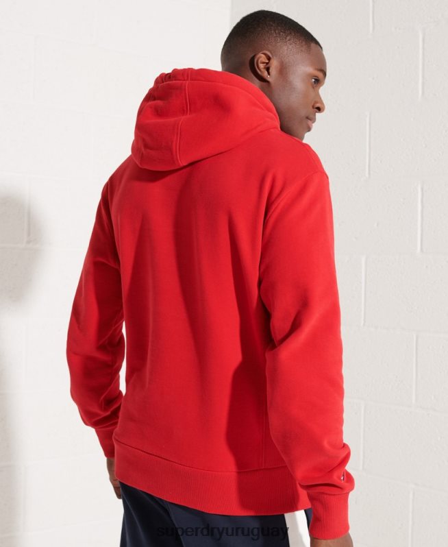 uy Superdry hombres sudadera con capucha de la universidad de la ciudad rojo DT2N8Z5215 ropa