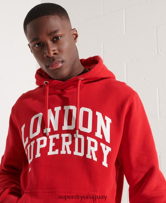 uy Superdry hombres sudadera con capucha de la universidad de la ciudad rojo DT2N8Z5215 ropa