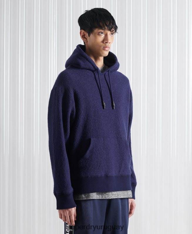 uy Superdry hombres sudadera con capucha de lana sdx de edición limitada azul oscuro DT2N8Z898 ropa