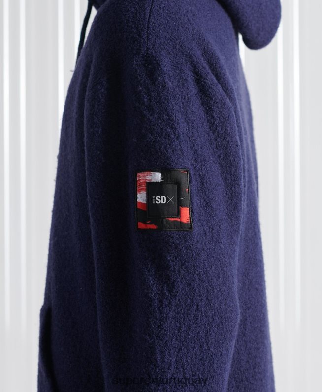 uy Superdry hombres sudadera con capucha de lana sdx de edición limitada azul oscuro DT2N8Z898 ropa