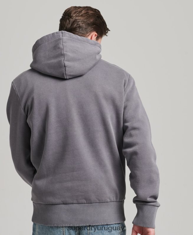 uy Superdry hombres sudadera con capucha de marca indie vintage gris oscuro DT2N8Z811 ropa