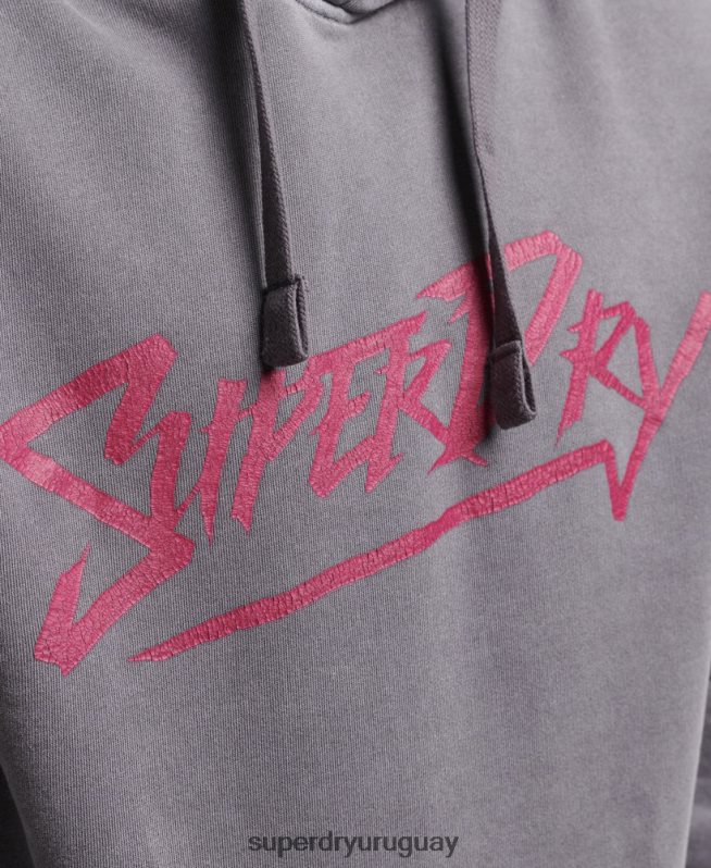 uy Superdry hombres sudadera con capucha de marca indie vintage gris oscuro DT2N8Z811 ropa
