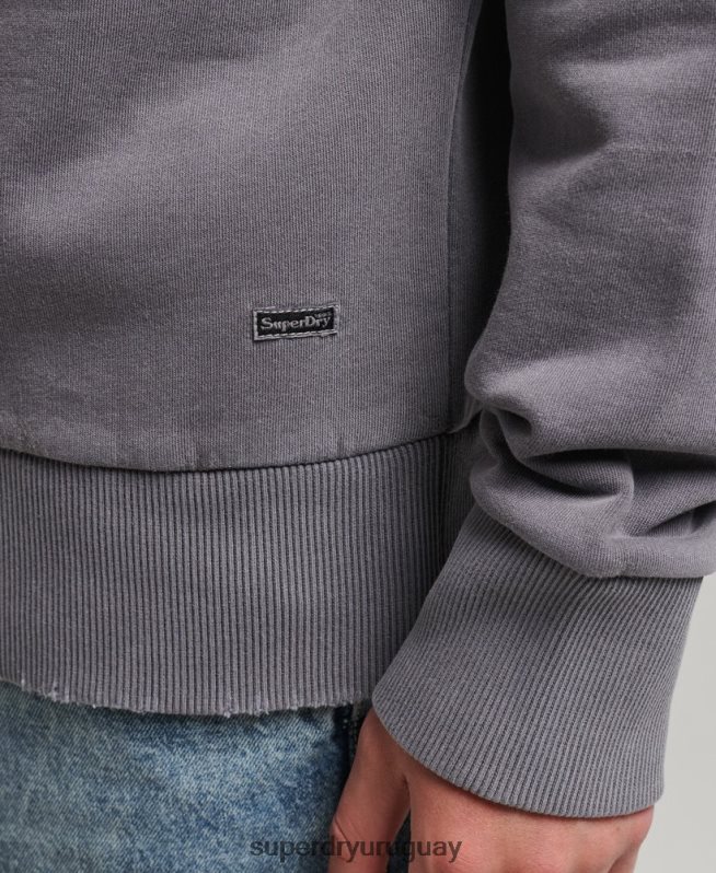uy Superdry hombres sudadera con capucha de marca indie vintage gris oscuro DT2N8Z811 ropa