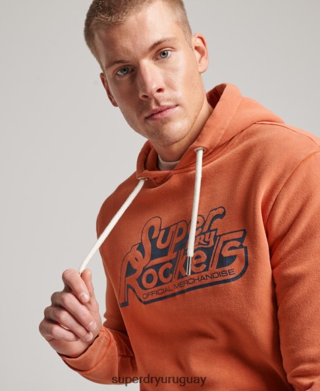 uy Superdry hombres sudadera con capucha de modeladores y creadores vintage naranja DT2N8Z610 ropa