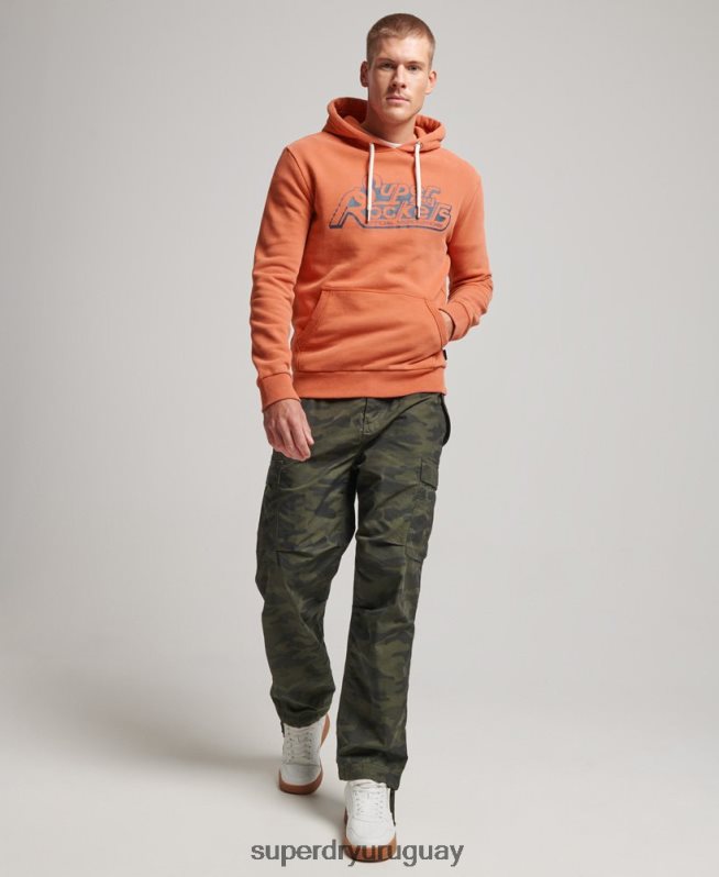 uy Superdry hombres sudadera con capucha de modeladores y creadores vintage naranja DT2N8Z610 ropa