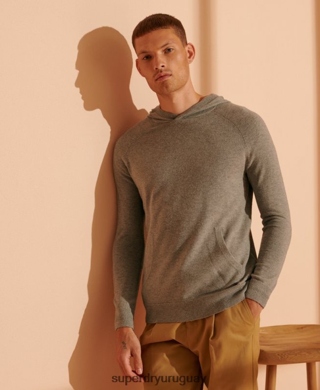 uy Superdry hombres sudadera con capucha de punto de yak de edición limitada gris claro DT2N8Z5354 ropa