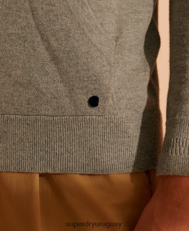 uy Superdry hombres sudadera con capucha de punto de yak de edición limitada gris claro DT2N8Z5354 ropa