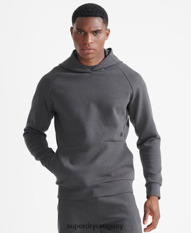 uy Superdry hombres sudadera con capucha de rendimiento de tren gris DT2N8Z5376 ropa