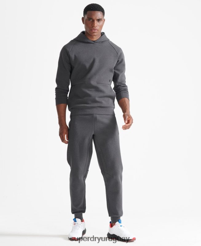 uy Superdry hombres sudadera con capucha de rendimiento de tren gris DT2N8Z5376 ropa