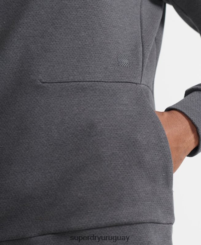 uy Superdry hombres sudadera con capucha de rendimiento de tren gris DT2N8Z5376 ropa