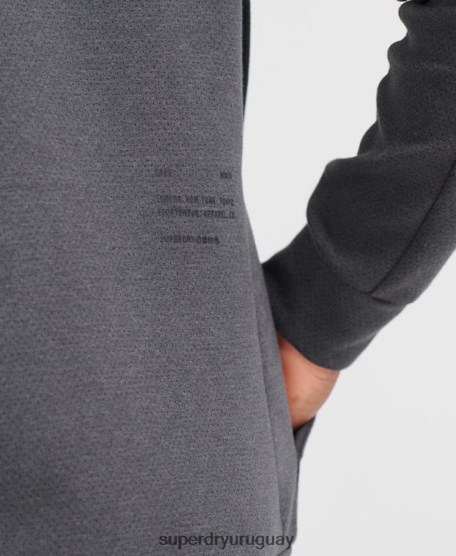 uy Superdry hombres sudadera con capucha de rendimiento de tren gris DT2N8Z5376 ropa