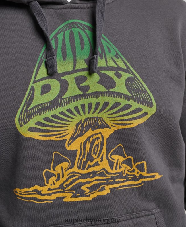 uy Superdry hombres sudadera con capucha de rock psicodélico gris oscuro DT2N8Z514 ropa
