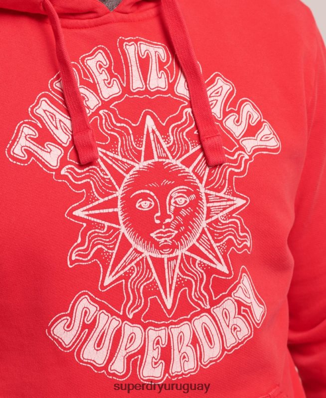uy Superdry hombres sudadera con capucha de rock psicodélico rojo DT2N8Z759 ropa