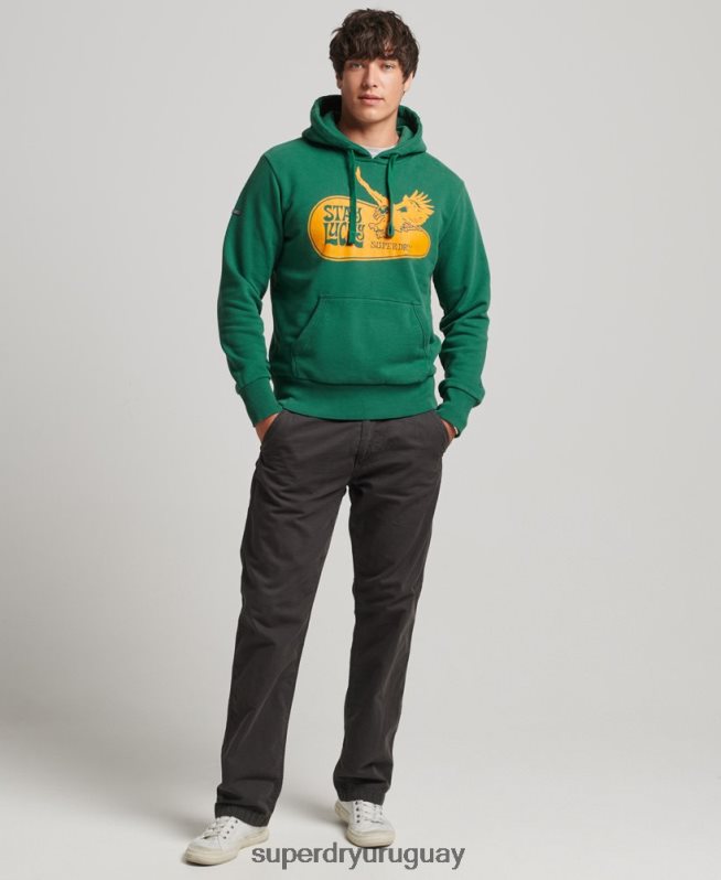 uy Superdry hombres sudadera con capucha de rock psicodélico verde DT2N8Z5056 ropa