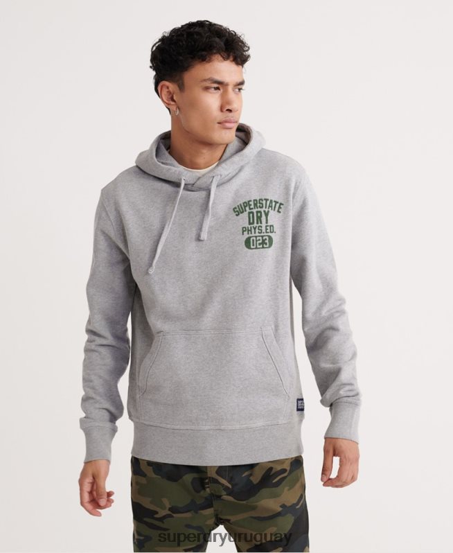 uy Superdry hombres sudadera con capucha de superestado gris DT2N8Z902 ropa