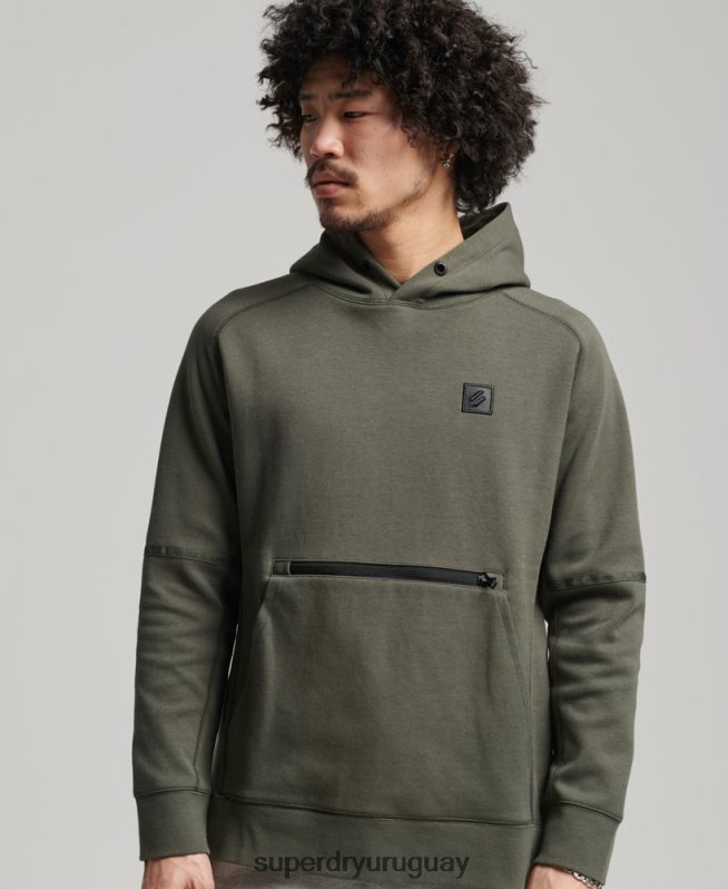 uy Superdry hombres sudadera con capucha de tecnología caqui DT2N8Z5021 ropa