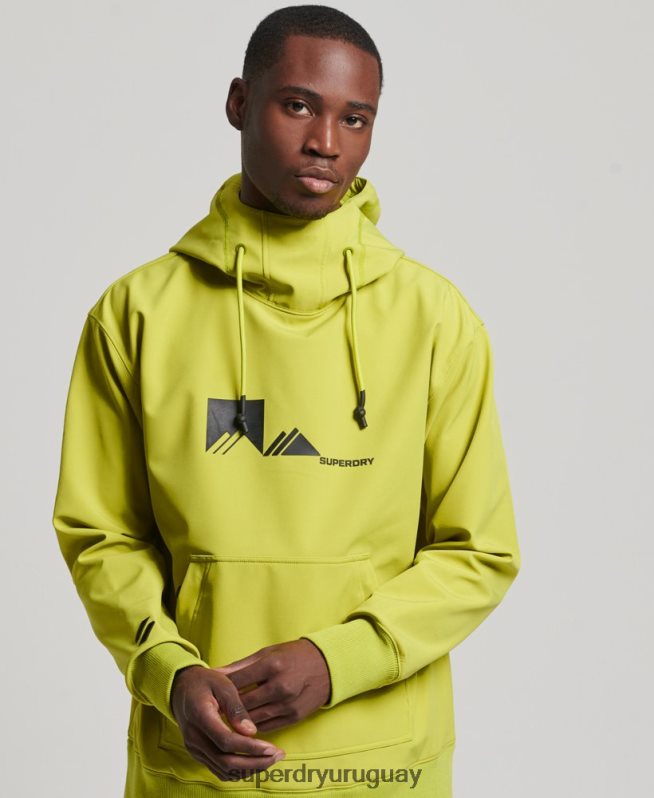uy Superdry hombres sudadera con capucha de tecnología de nieve amarillo DT2N8Z571 ropa