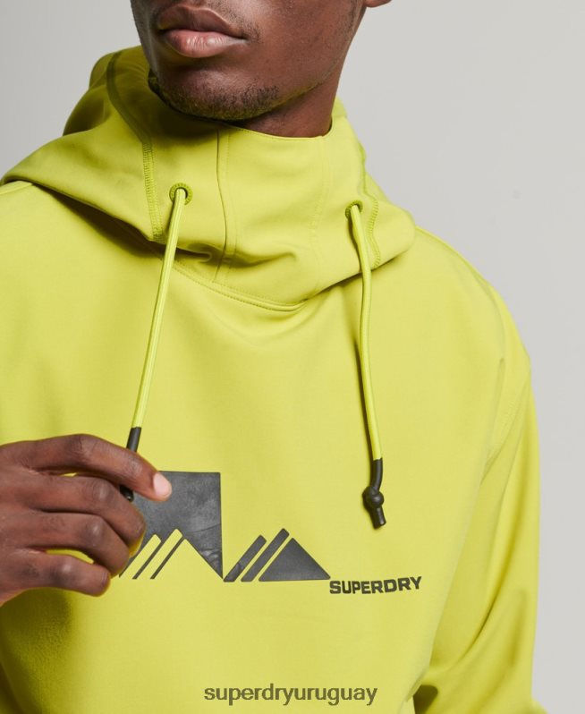 uy Superdry hombres sudadera con capucha de tecnología de nieve amarillo DT2N8Z571 ropa