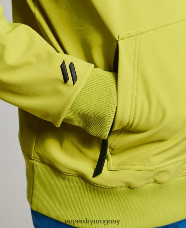 uy Superdry hombres sudadera con capucha de tecnología de nieve amarillo DT2N8Z571 ropa