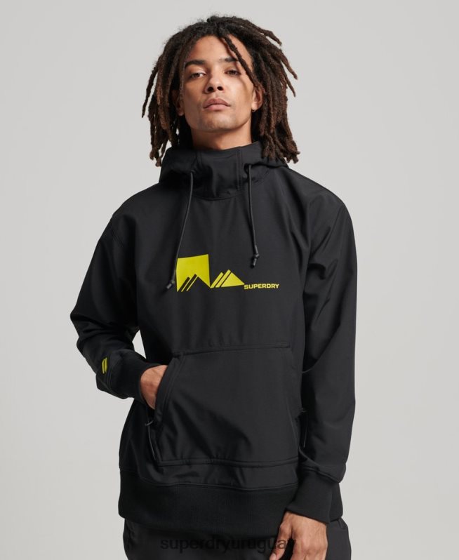 uy Superdry hombres sudadera con capucha de tecnología de nieve negro DT2N8Z734 ropa