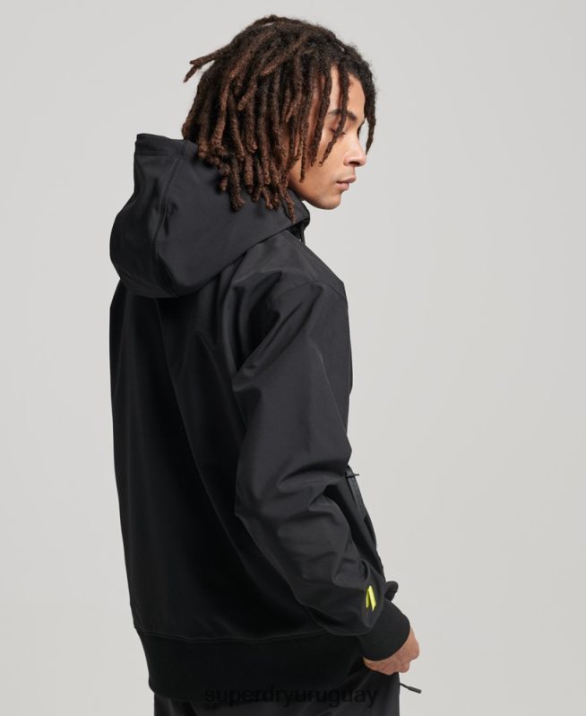 uy Superdry hombres sudadera con capucha de tecnología de nieve negro DT2N8Z734 ropa
