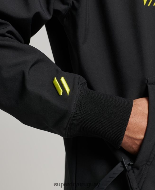 uy Superdry hombres sudadera con capucha de tecnología de nieve negro DT2N8Z734 ropa