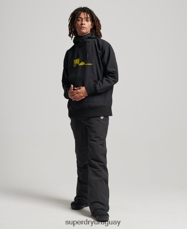 uy Superdry hombres sudadera con capucha de tecnología de nieve negro DT2N8Z734 ropa