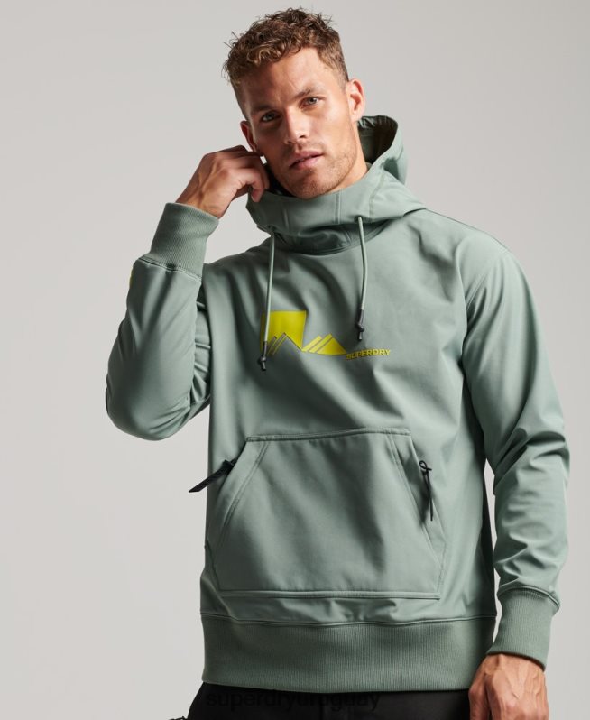 uy Superdry hombres sudadera con capucha de tecnología de nieve verde DT2N8Z575 ropa
