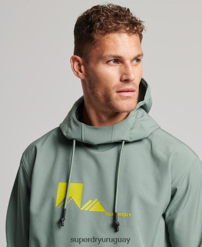 uy Superdry hombres sudadera con capucha de tecnología de nieve verde DT2N8Z575 ropa