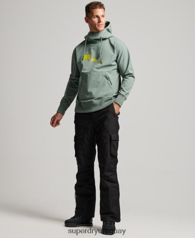 uy Superdry hombres sudadera con capucha de tecnología de nieve verde DT2N8Z575 ropa