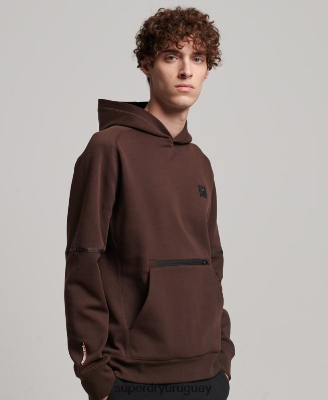 uy Superdry hombres sudadera con capucha de tecnología marrón DT2N8Z648 ropa