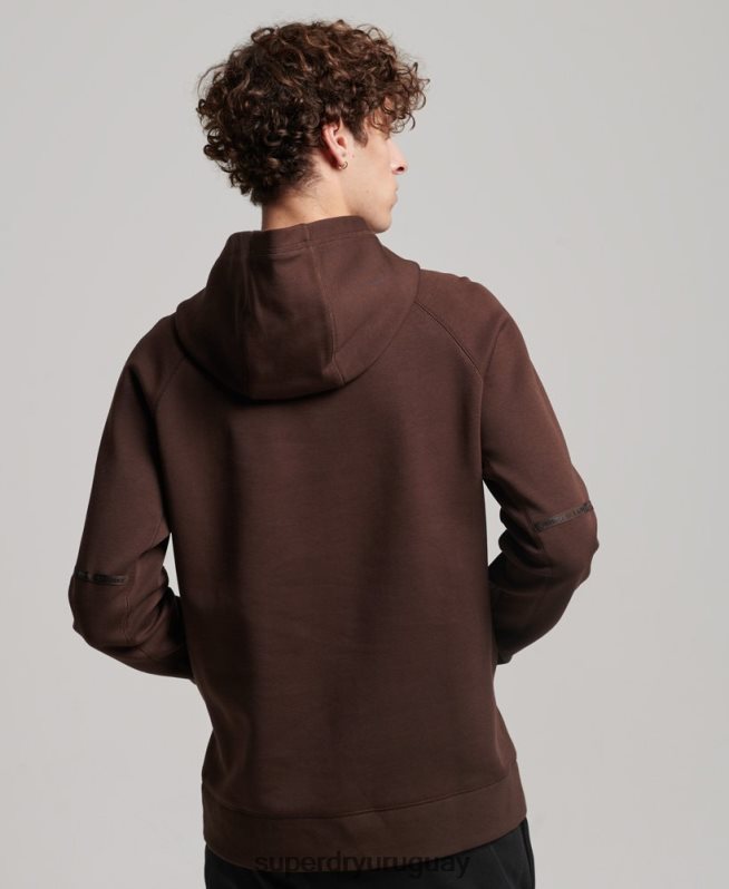 uy Superdry hombres sudadera con capucha de tecnología marrón DT2N8Z648 ropa