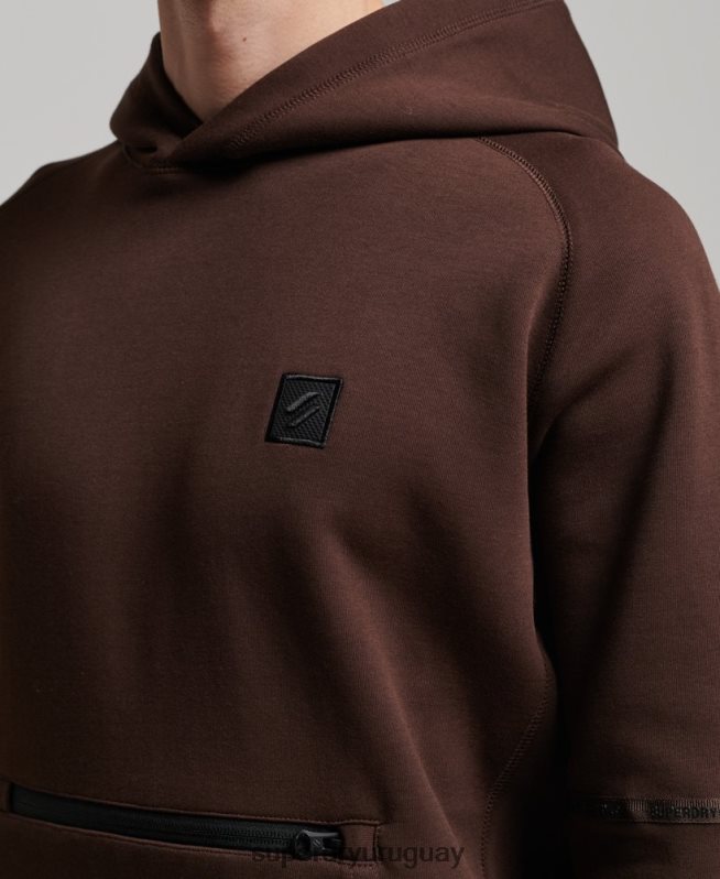 uy Superdry hombres sudadera con capucha de tecnología marrón DT2N8Z648 ropa