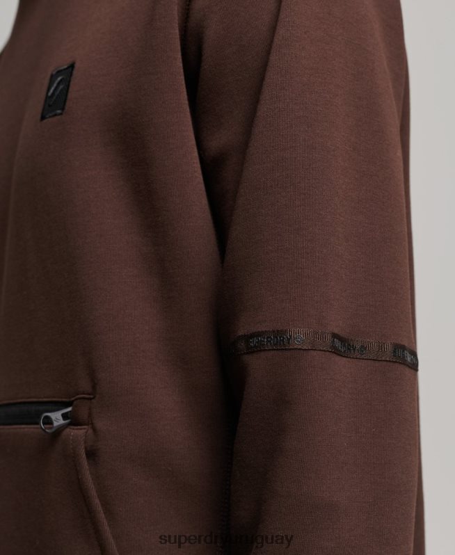 uy Superdry hombres sudadera con capucha de tecnología marrón DT2N8Z648 ropa
