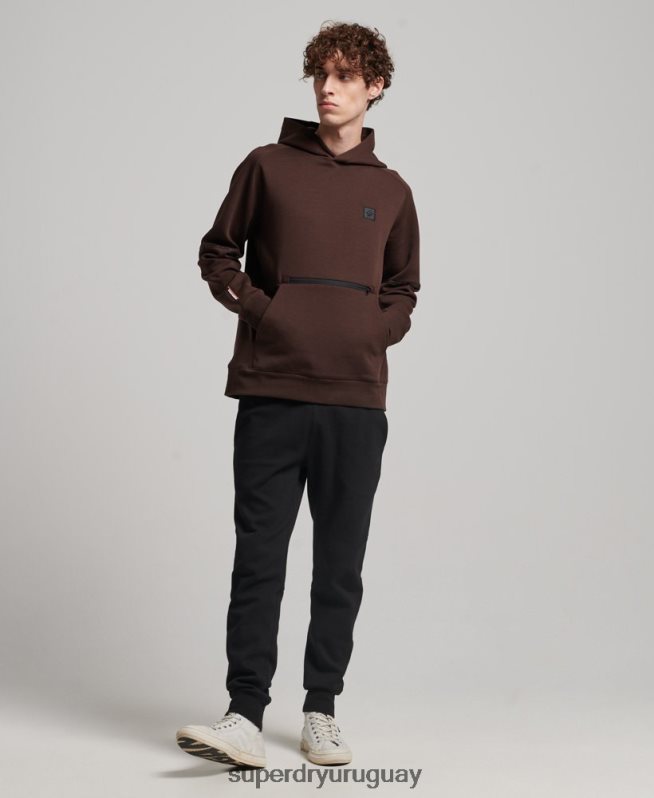 uy Superdry hombres sudadera con capucha de tecnología marrón DT2N8Z648 ropa