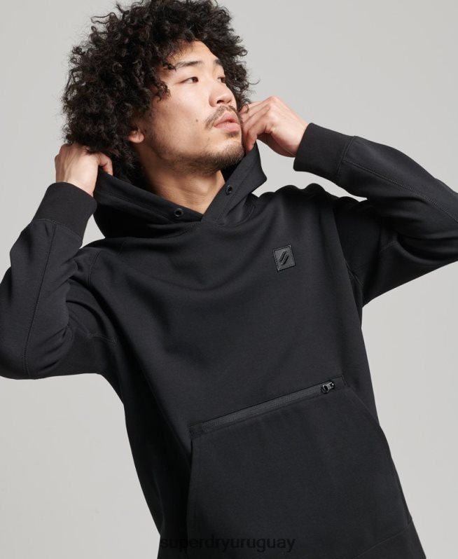 uy Superdry hombres sudadera con capucha de tecnología negro DT2N8Z597 ropa