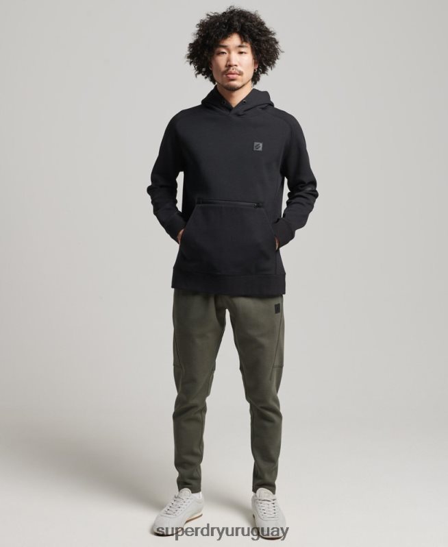 uy Superdry hombres sudadera con capucha de tecnología negro DT2N8Z597 ropa
