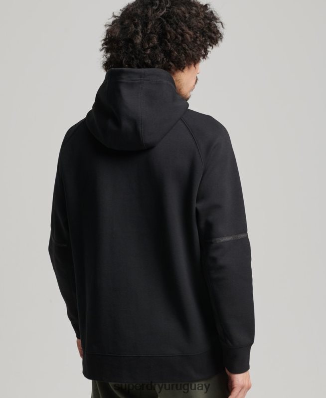 uy Superdry hombres sudadera con capucha de tecnología negro DT2N8Z597 ropa