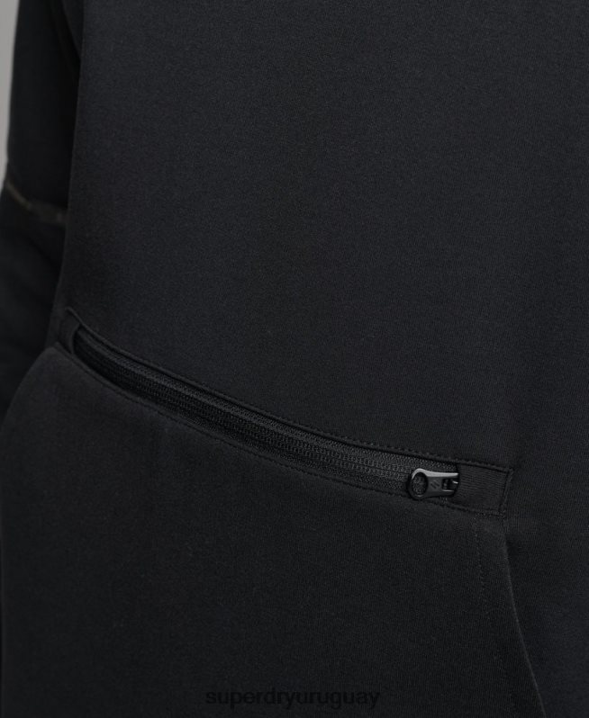 uy Superdry hombres sudadera con capucha de tecnología negro DT2N8Z597 ropa