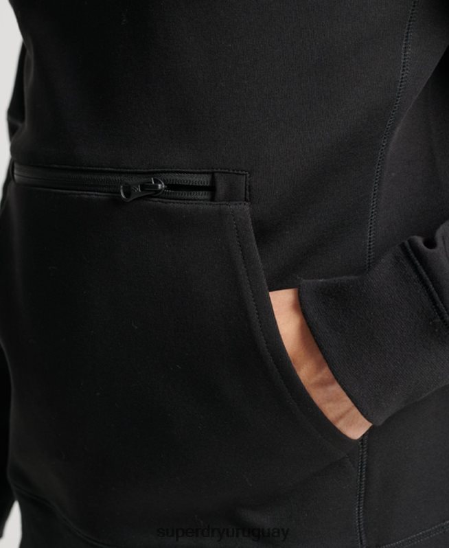 uy Superdry hombres sudadera con capucha de tecnología negro DT2N8Z711 ropa