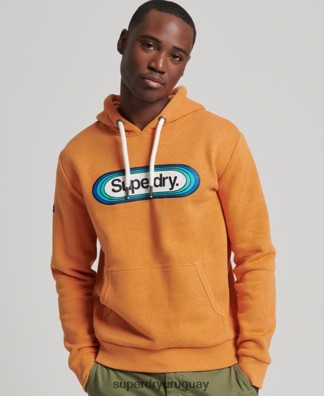 uy Superdry hombres sudadera con capucha de temporada con logo vintage amarillo DT2N8Z5195 ropa