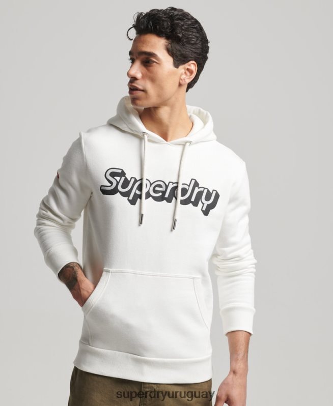 uy Superdry hombres sudadera con capucha de trading co blanco DT2N8Z804 ropa