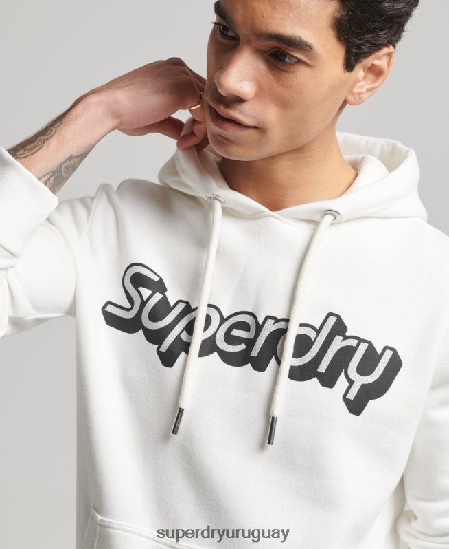uy Superdry hombres sudadera con capucha de trading co blanco DT2N8Z804 ropa