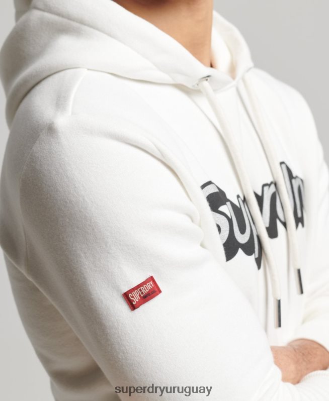 uy Superdry hombres sudadera con capucha de trading co blanco DT2N8Z804 ropa