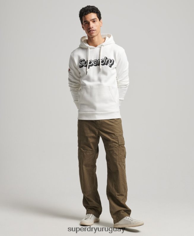 uy Superdry hombres sudadera con capucha de trading co blanco DT2N8Z804 ropa