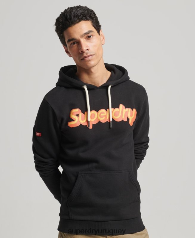 uy Superdry hombres sudadera con capucha de trading co negro DT2N8Z781 ropa